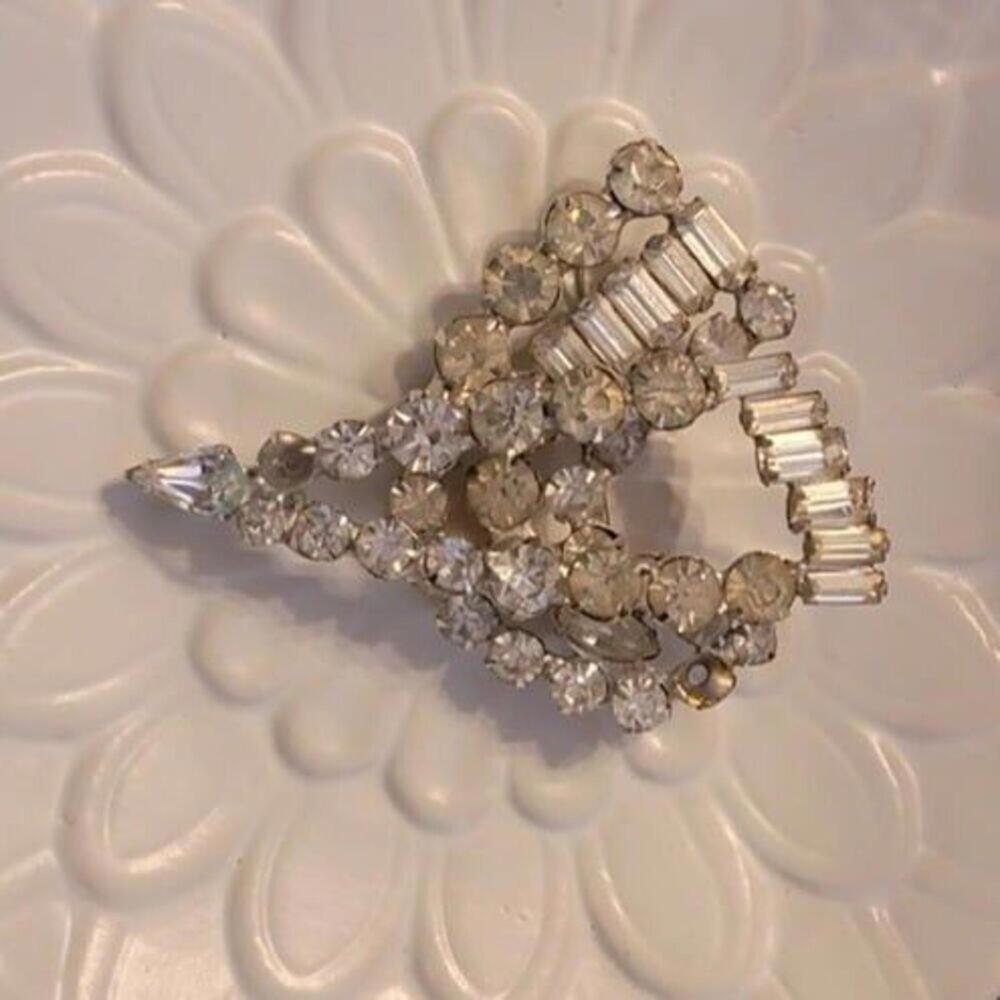 Vintage Unique Rhinestone Brooch *read discription*